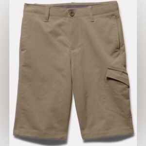 Under Armour UA Boys Kids Youth Golf Chino Uniform Shorts Khaki Size S Small EUC